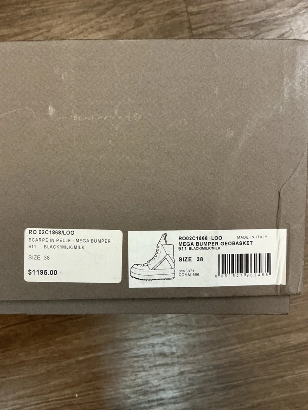 Rick Owens Mega Bumper Geobasket sneakers size 38 - Picture 12 of 13